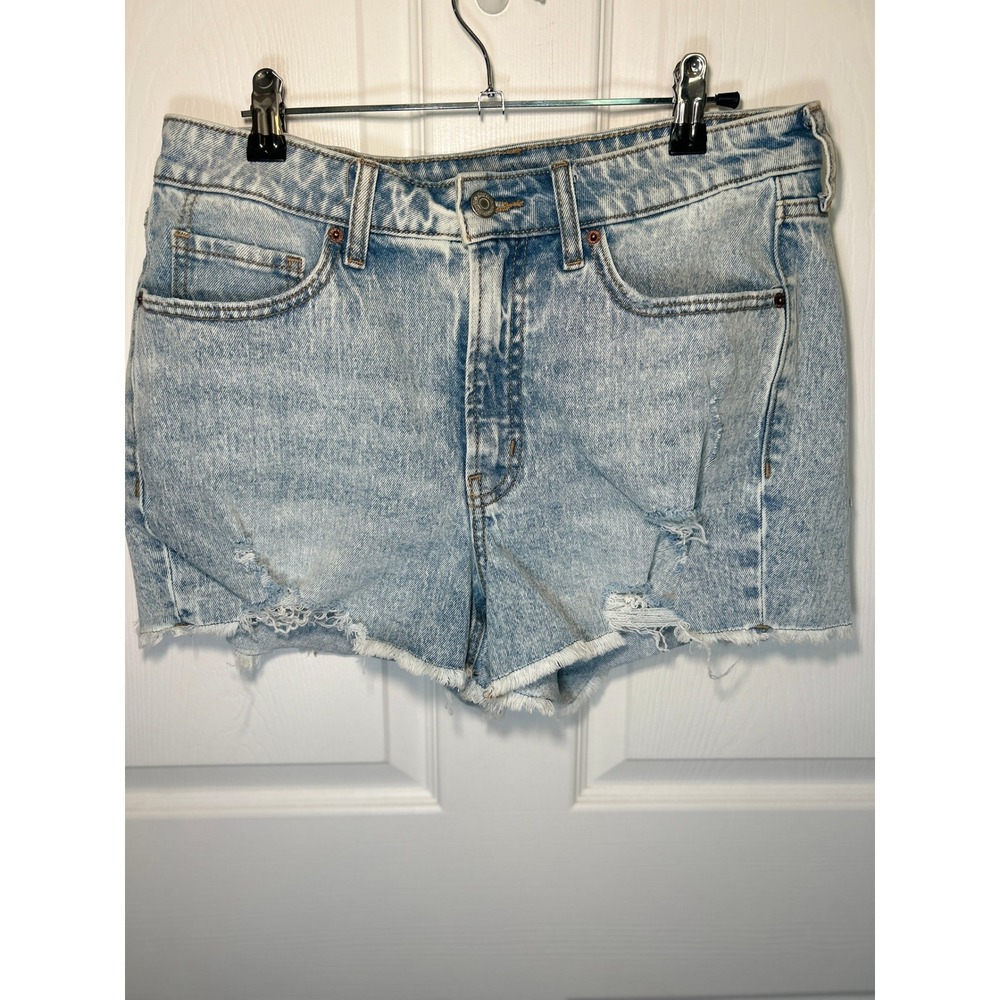 Old Navy OG Straight High‎ Rise Distressed Denim Shorts Light Wash Size 12